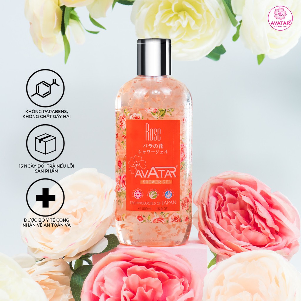 Sữa tắm Nhật cao cấp cánh hoa hồng Rose 500ml- da mịn màng, mềm mại và trắng hồng