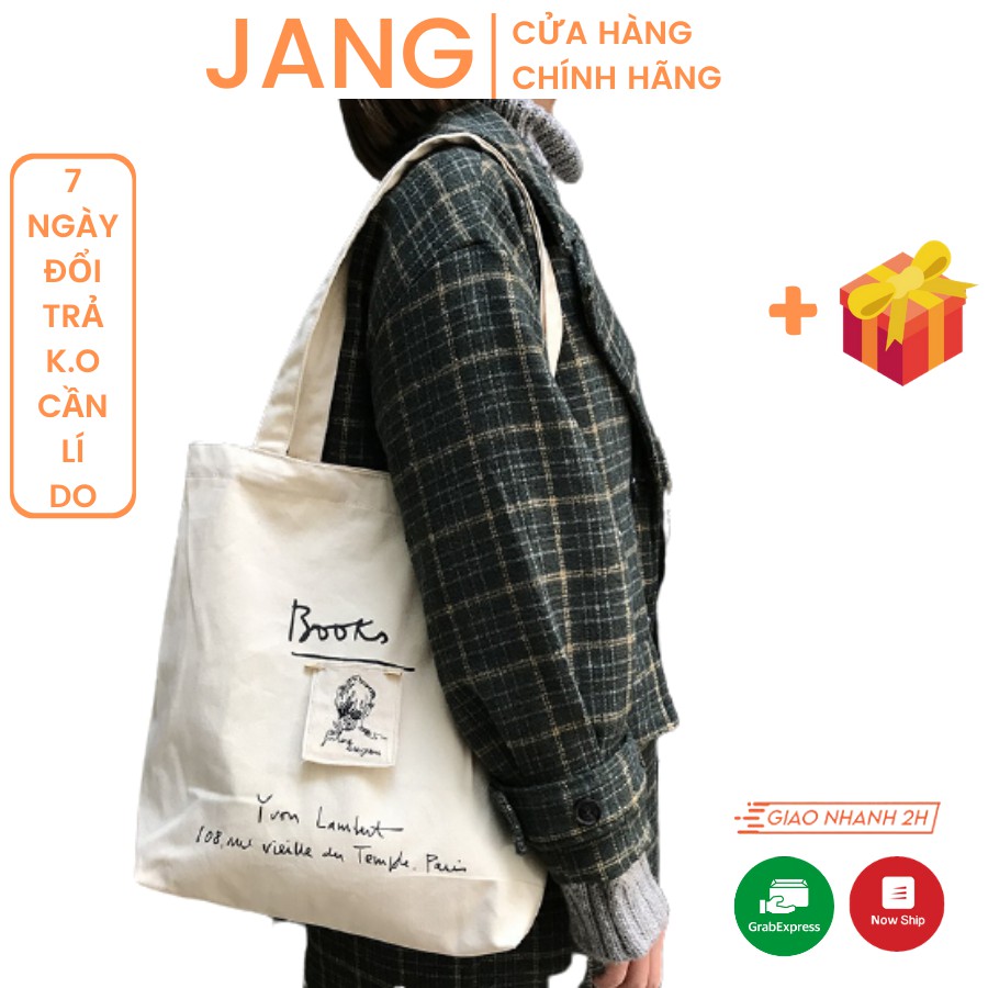 Túi vải tote ulzzang vải canvas phong cách vintage hottrend 2022