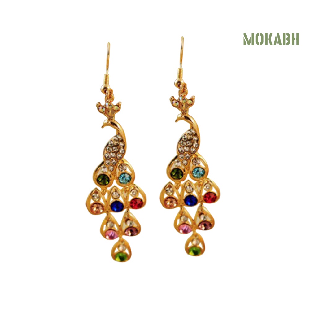 Bông Tai Hình Chim Công Đính Đá Phong Cách Bohemian Thời Trang