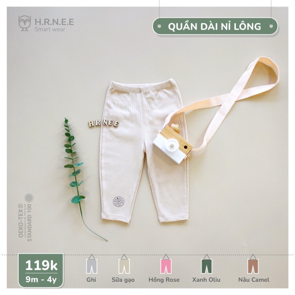 HRNEE - Quần dài cho bé chất nỉ lông ấm hãng HRNEE