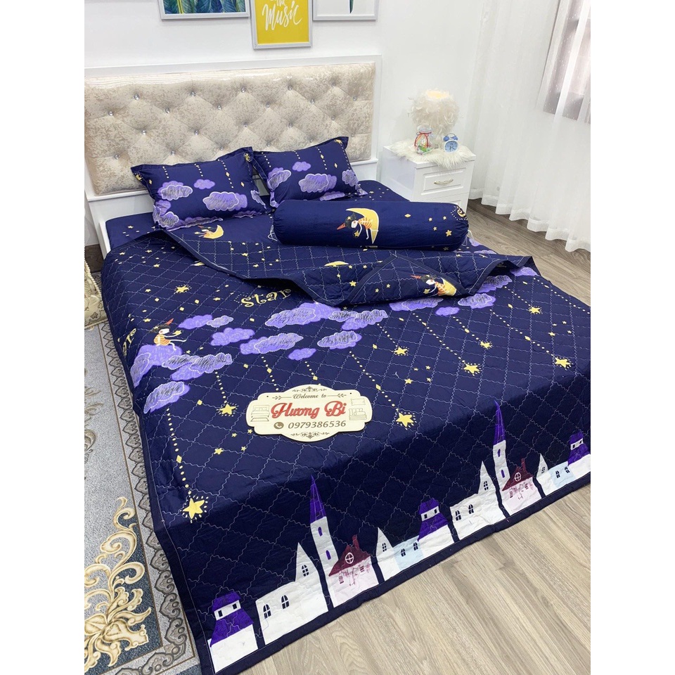 Bộ Chăn hè Ga Gối Cotton Poly Combo 5 Món - Hàng đẹp - Hương Vũ Bedding