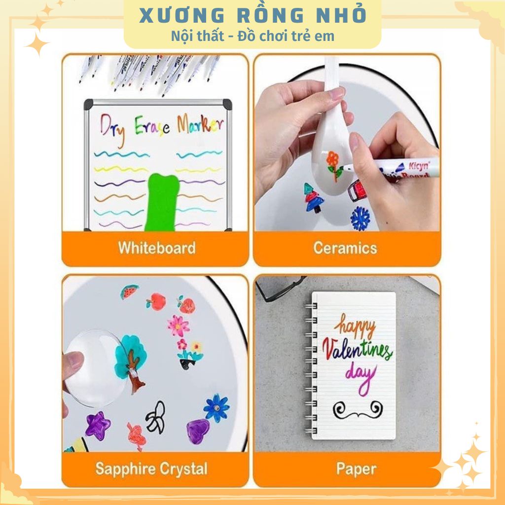 LOẠI 1-Bút vẽ nổi trên mặt nước, Floating Pen, set 6, 12 màu kèm thìa, bút vẽ ma thuật cho bé, dùng được trên bảng trắng