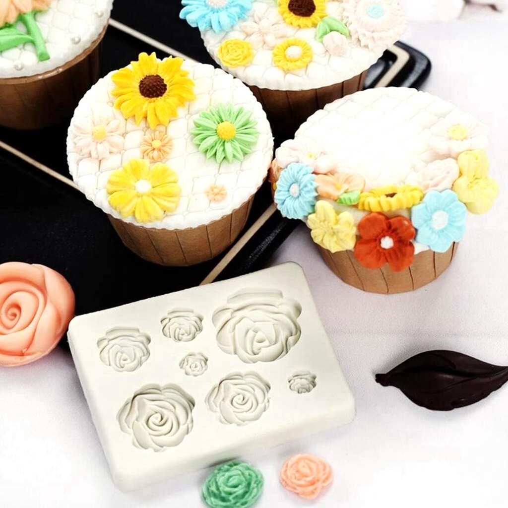 Khuôn Silicone Làm Bánh Tạo Hình Hoa Hồng 3D Độc Đáo Tiện Dụng