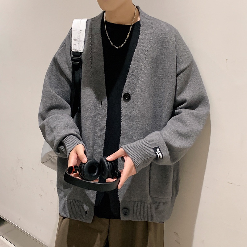 Áo Khoác Len Cardigan Cổ Chữ V Dáng Rộng Thời Trang Dành Cho Nam