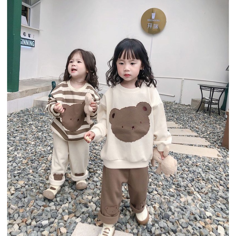 Áo Sweater Chui Đầu In Hình Gấu Hoạt Hình Phong Cách Nhật Hàn Thời Trang Mùa Thu 2022 Cho Bé