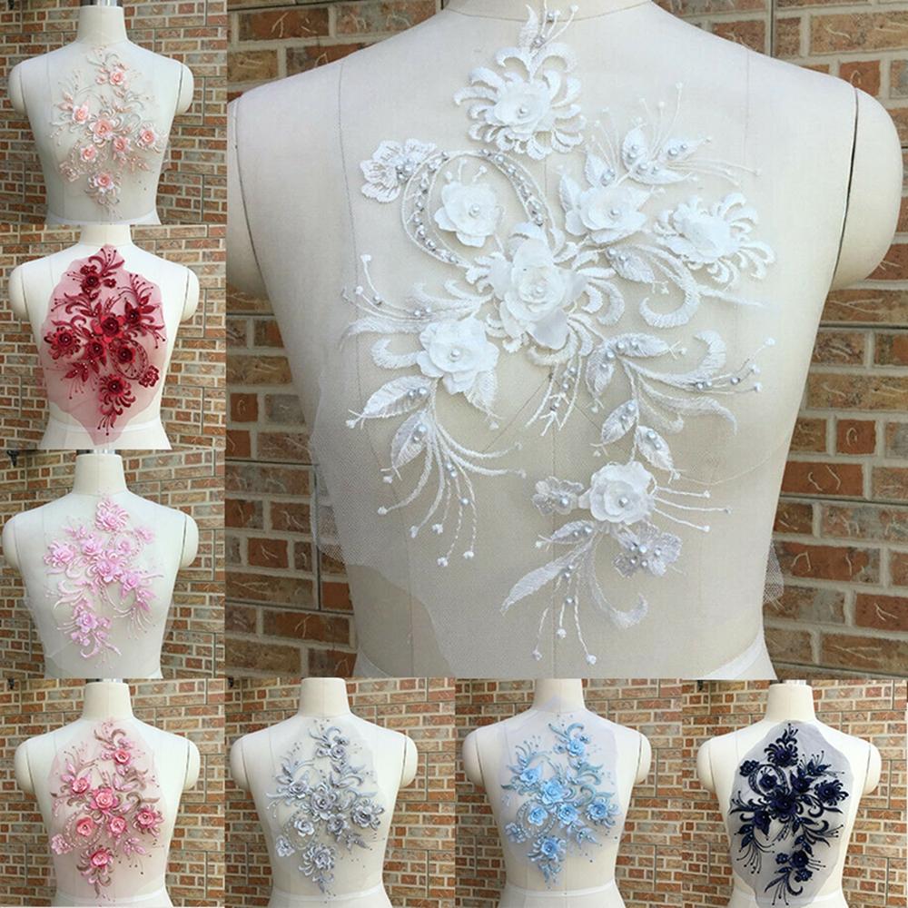 Mảnh lưới hoa ren 3D trang trí áo cưới