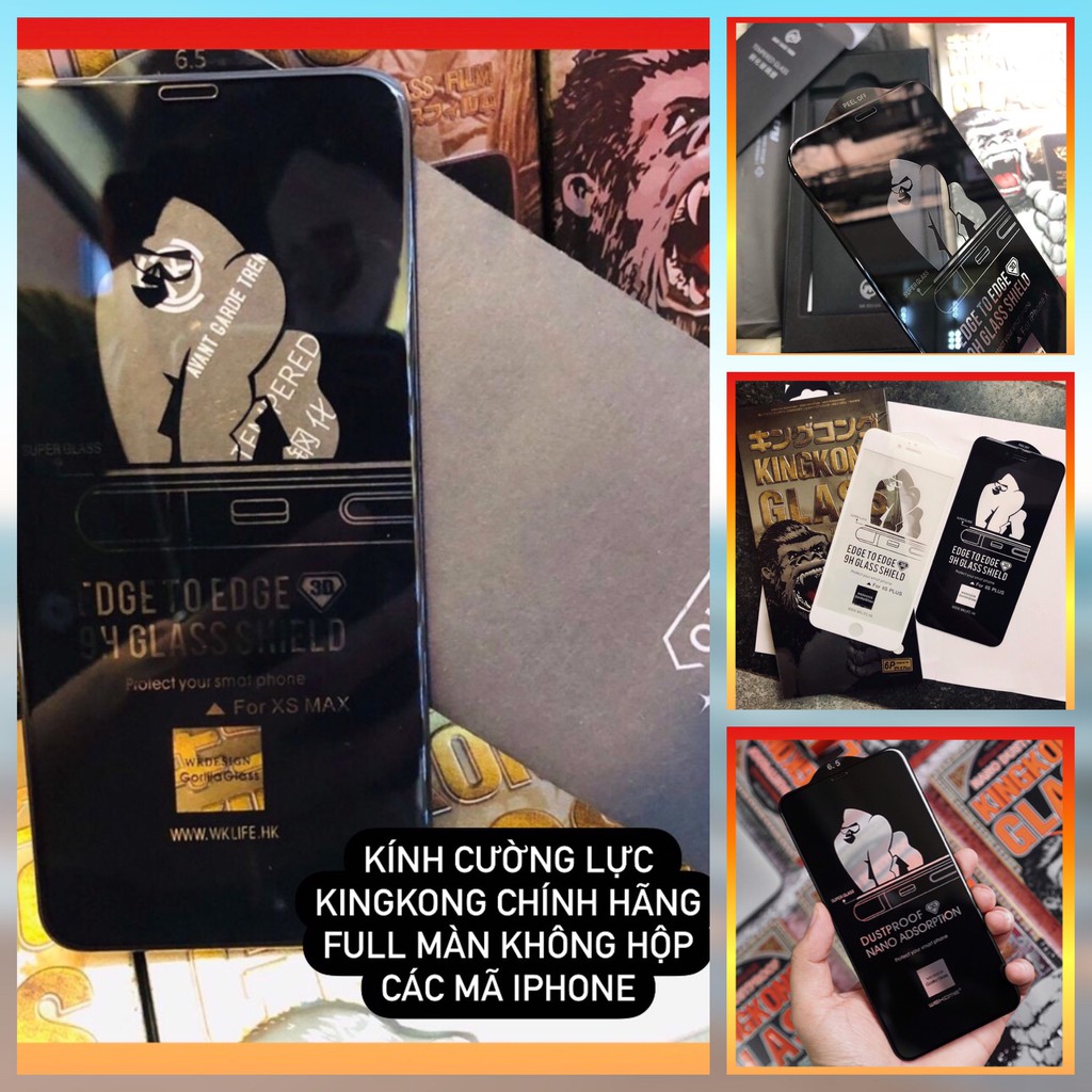 { Mới 13 / 13Pro /13Promax } Kính Cường Lực iPhone Full Màn Hình 3D KingKong WK,Cảm Ứng Siêu Mượt ,Có  7Plus -> 13Promax