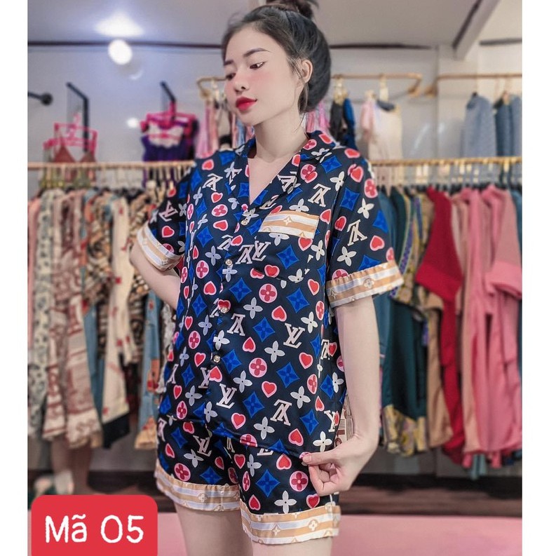 Bộ đùi mặc nhà cute, bộ pyjama đùi lụa cao cấp