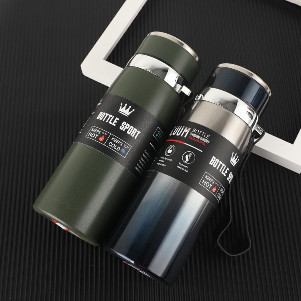 Bình giữ nhiệt inox lõi thép chống gỉ có nắp lọc trà và dây đeo tiện dụng
