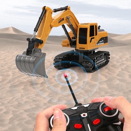 Máy Xúc điều khiển từ xa 5 hướng và 8 hướng hợp kim mô phỏng như thật 100%cho bé thêm năng động