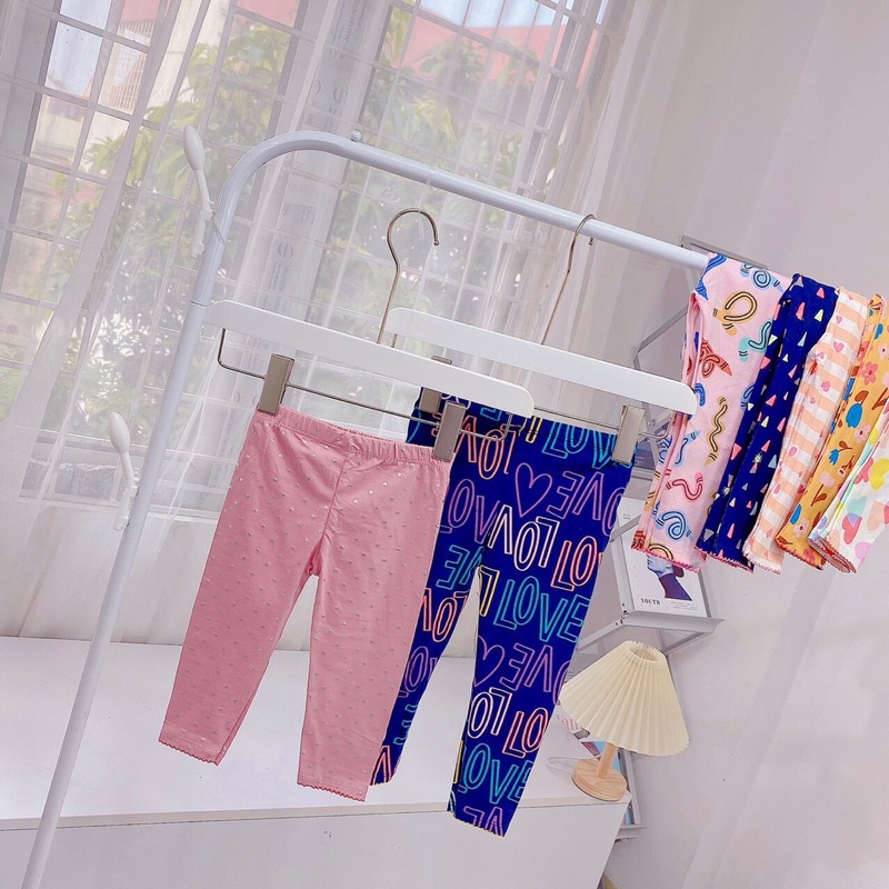 Quần legging cotton dài hoạ tiết cho bé gái