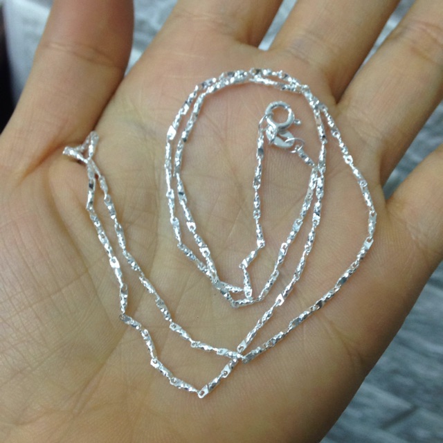 Dây chuyền kiểu hạt trụ phay bạc thật