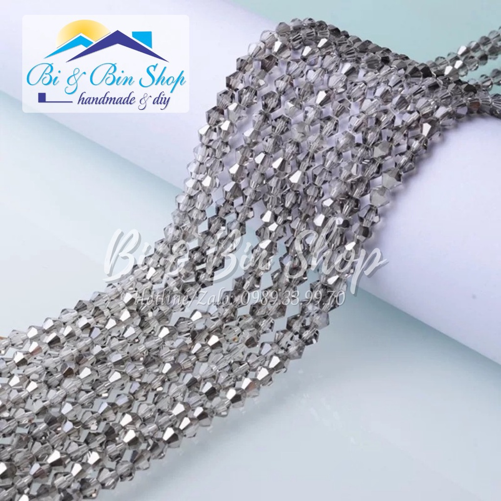 [1] 100 Viên Pha Lê Nón 4mm Màu Ánh Cừ Đính Kết Trang Phục, Làm Trang Sức Handmade