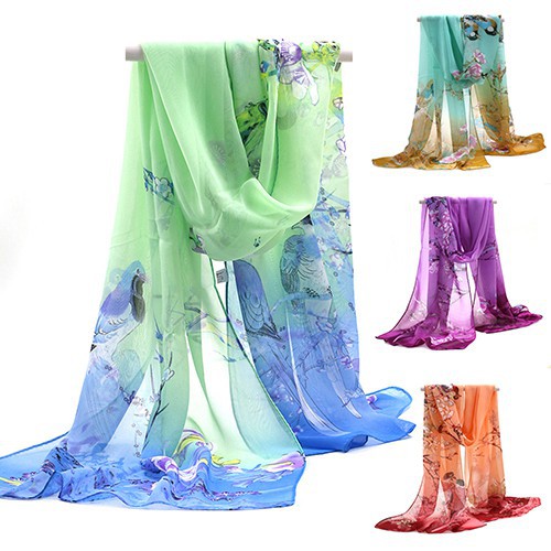 Khăn choàng vải chiffon mềm mịn họa tiết đơn giản cá tính cho nữ