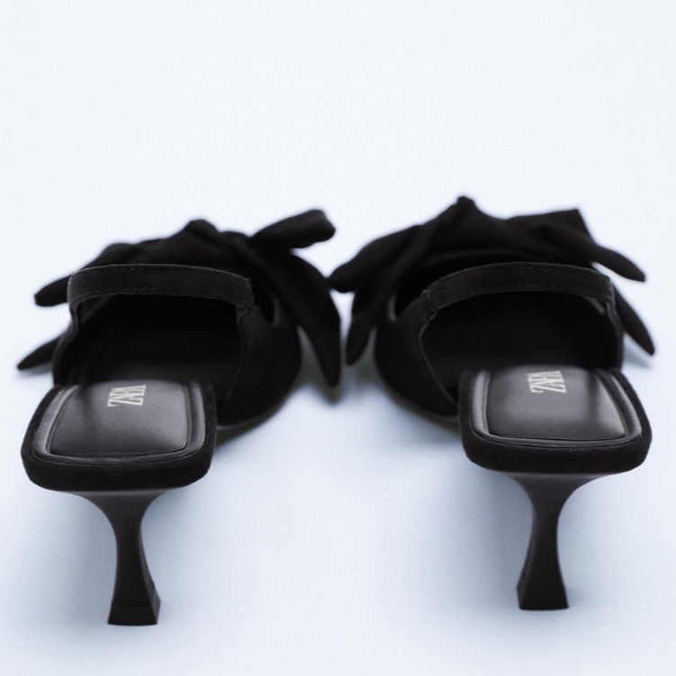 Giày Cao Gót Zara2022 Da Lộn Đính Nơ Xinh Xắn Thời Trang Cho Nữ