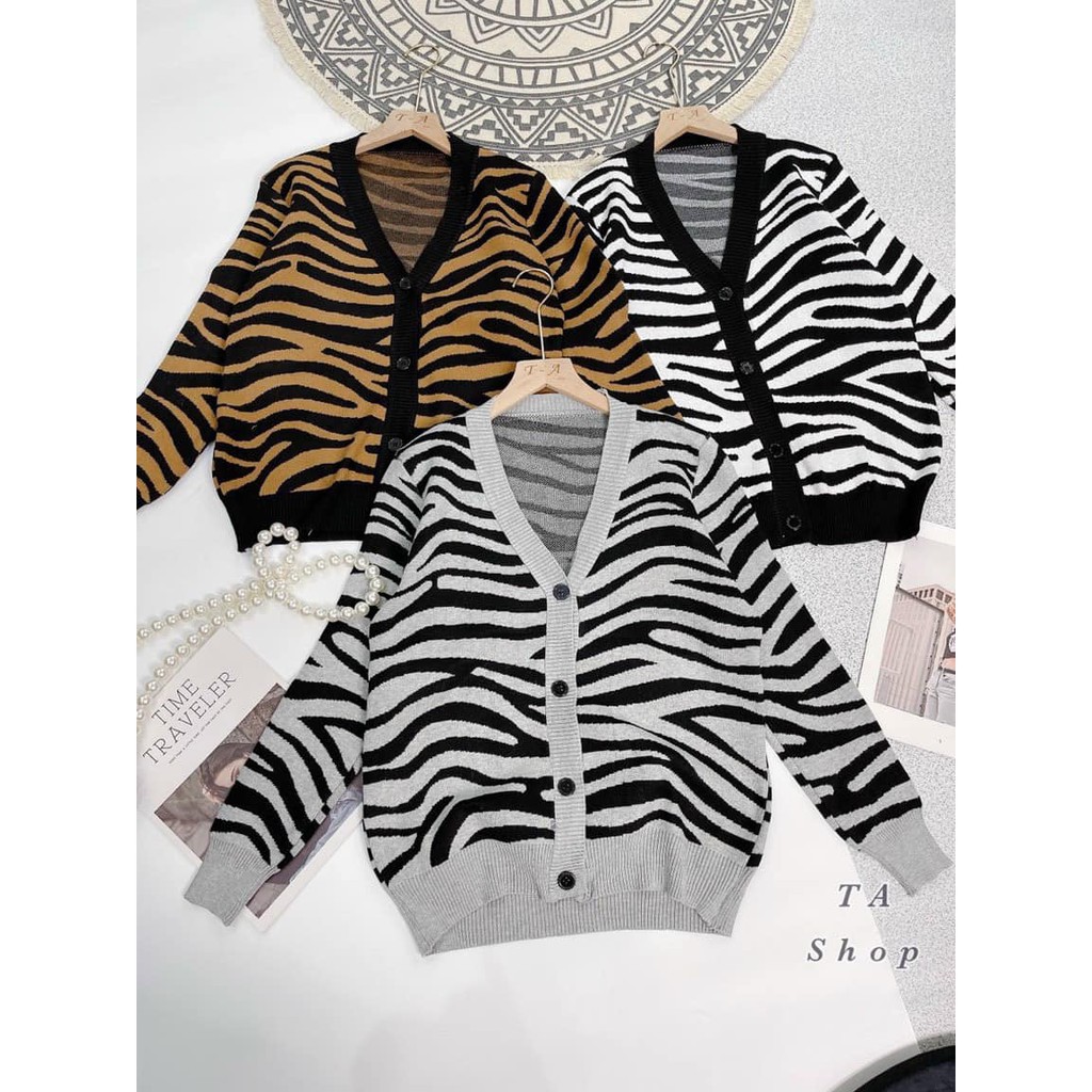 Áo cadigan hoạ tiết ngựa vằn freesize hàng QC