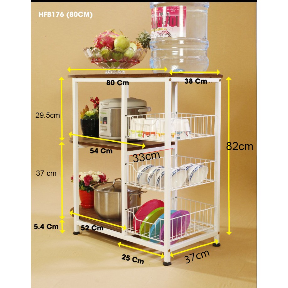 Kệ để lò vi sóng, lò nướng 3 ngăn YL176 80x38x37 cm | BigBuy360 - bigbuy360.vn