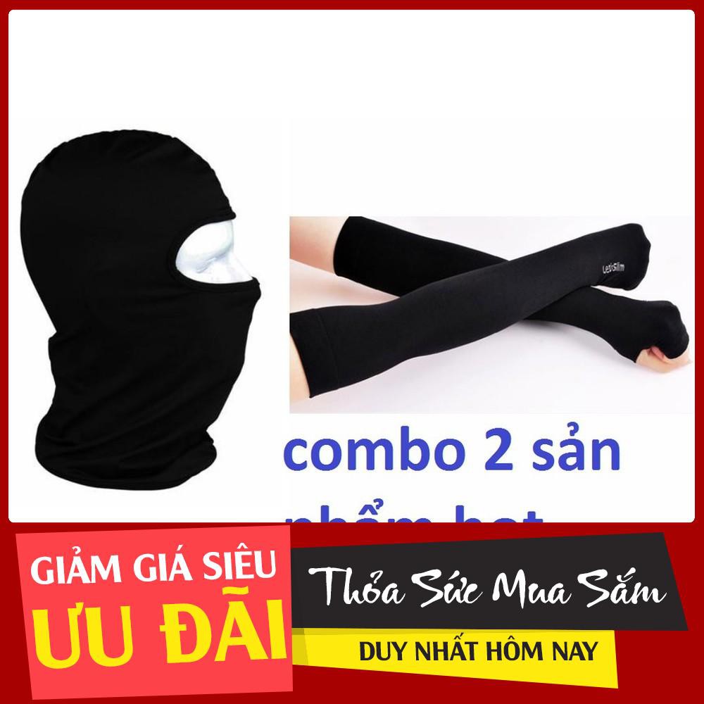 Combo Khăn Trùm Đầu Ninja Và Găng Tay Xỏ Ngón Đi Phượt
