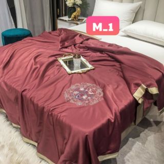 CHĂN LỤA TENCEL 1 MÀU THÊU CAO CẤP
