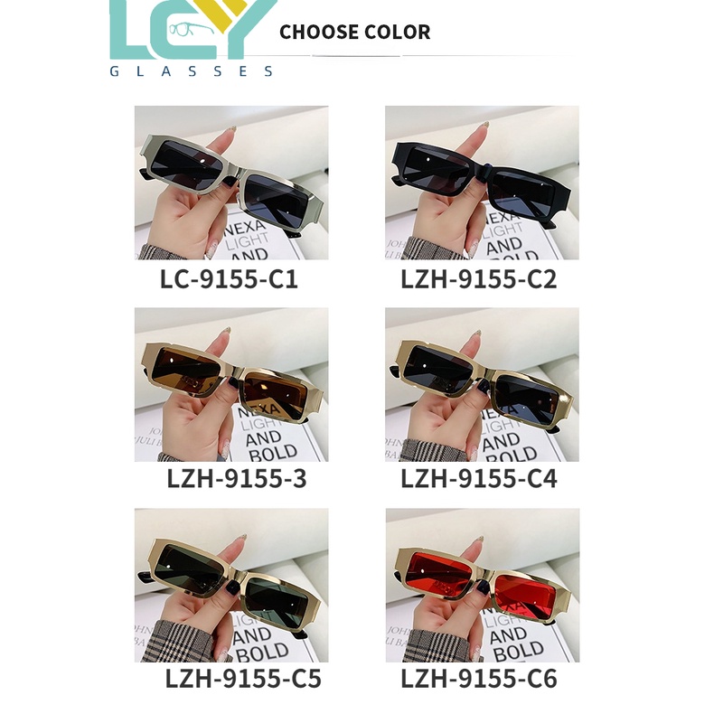 Kính Mát Lcy2022 Gọng Thép Mặt Vuông Chống Tia UV Sự Bảo Vệ