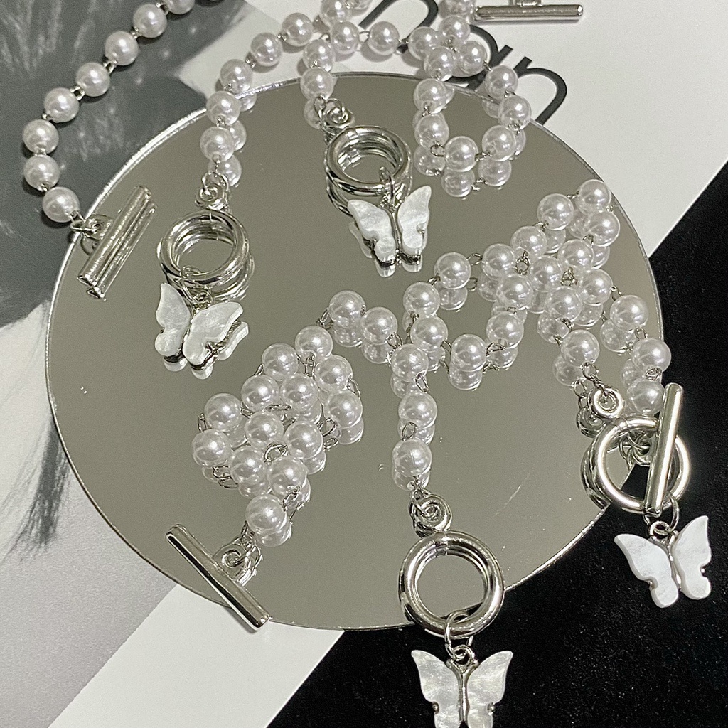 Vòng Tay Hình Bướm Đính Ngọc Trai Đơn Giản Phong Cách Harajuku