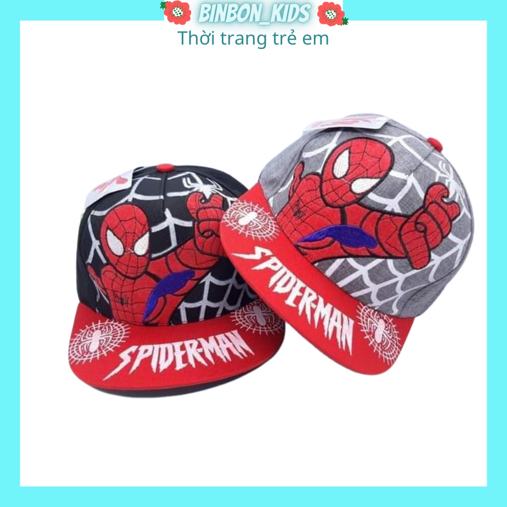 Mũ cho bé trai in hình siêu nhân người nhện Binbon kids, Nón cho bé trai NO1 in hình siêu nhân người nhện từ 3-8Tuôi