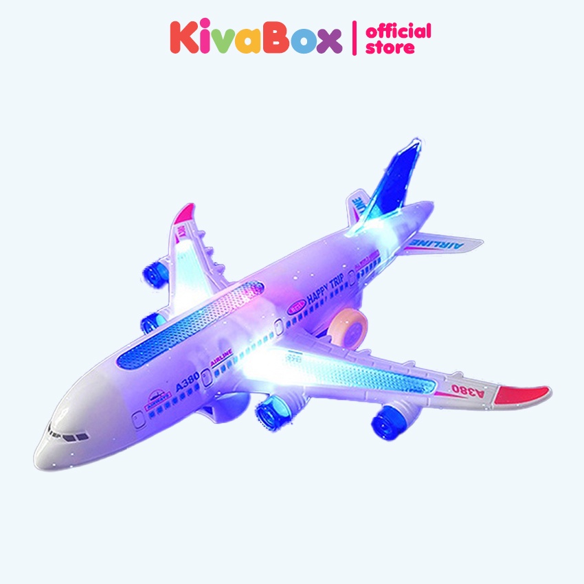 Máy bay đồ chơi mô hình Kivabox, mô hình máy bay A380, có đèn led, âm thanh mô phỏng thực tế