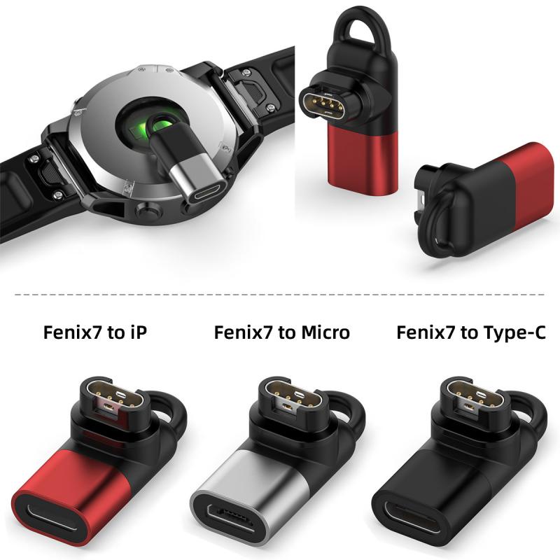 Cáp sạc chuyển đổi Fonken type c / micro / ios sang 4 pin cho đồng hồ Garmin Fenix 7 / 6 / 5