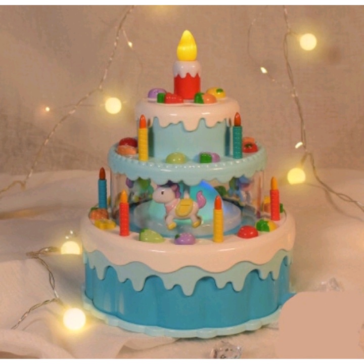 Đồ Chơi Bánh Sinh Nhật 3 Tầng Có Đèn Nhạc, Di Chuyển, đáng yêu Cho Bé Yêu