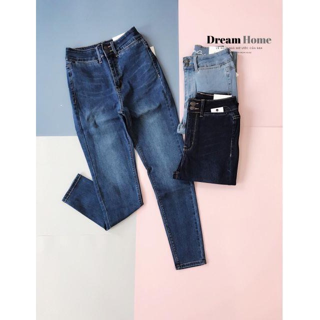 Quần jean skinny cạp cao 2 khuy kancan hàng xuất khẩu chất siêu đẹp co giãn tốt | BigBuy360 - bigbuy360.vn