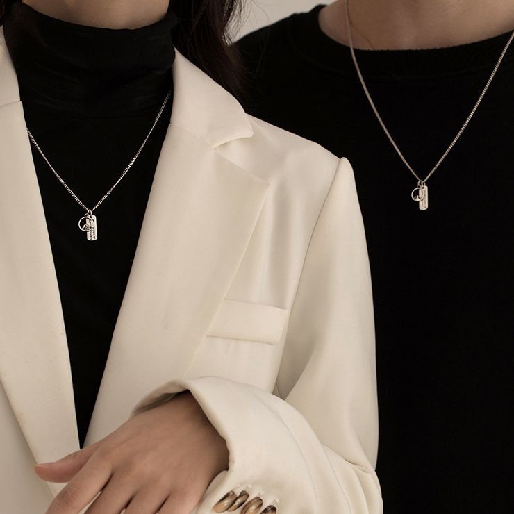 bạc 925 Thái Yinshanmeng cặp đôi vòng cổ cho nữ cool ins retro hợp thời trang nam cá tính Dây chuyền xương đònCC