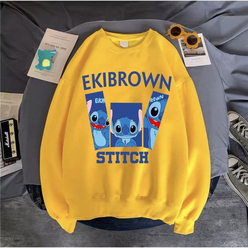 ÁO SWEATER NAM NỮ STITCH EKIBROWN VẢI NỈ