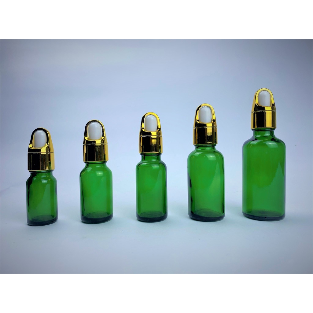 Lọ chiết thủy tinh serum màu xanh nắp bóp cải tiến tất cả các size [Giá sỉ/lẻ]