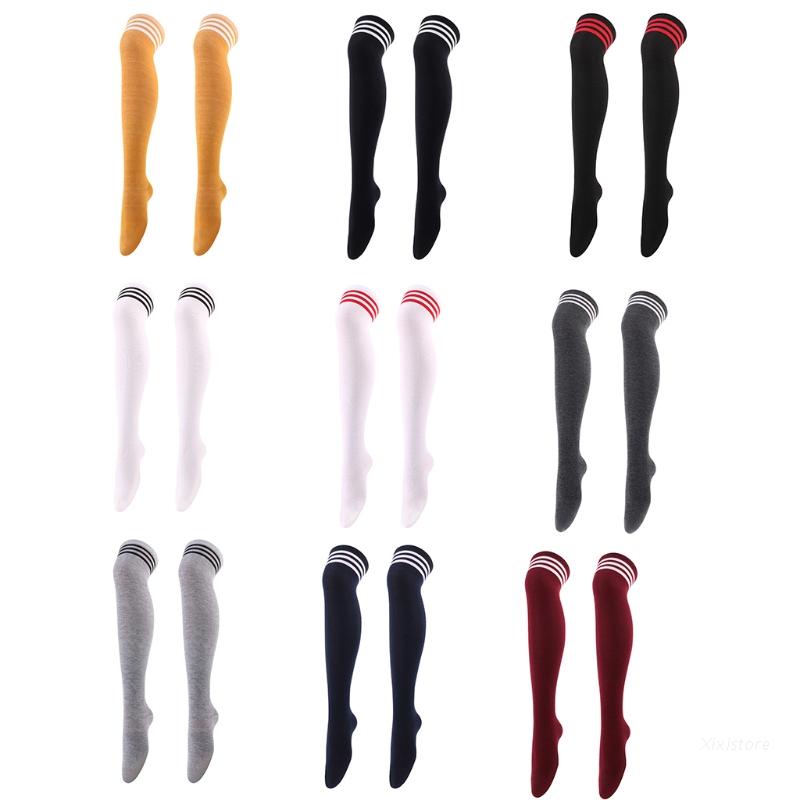 Vớ cao qua gối kẻ sọc ba sọc siêu dài giữ ấm chân khiêu vũ nhảy múa dành cho nữ