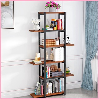 re0510 Kệ trang trí gỗ 6 tầng khung sắt - Kệ để đồ trang trí - Tủ kệ trang trí