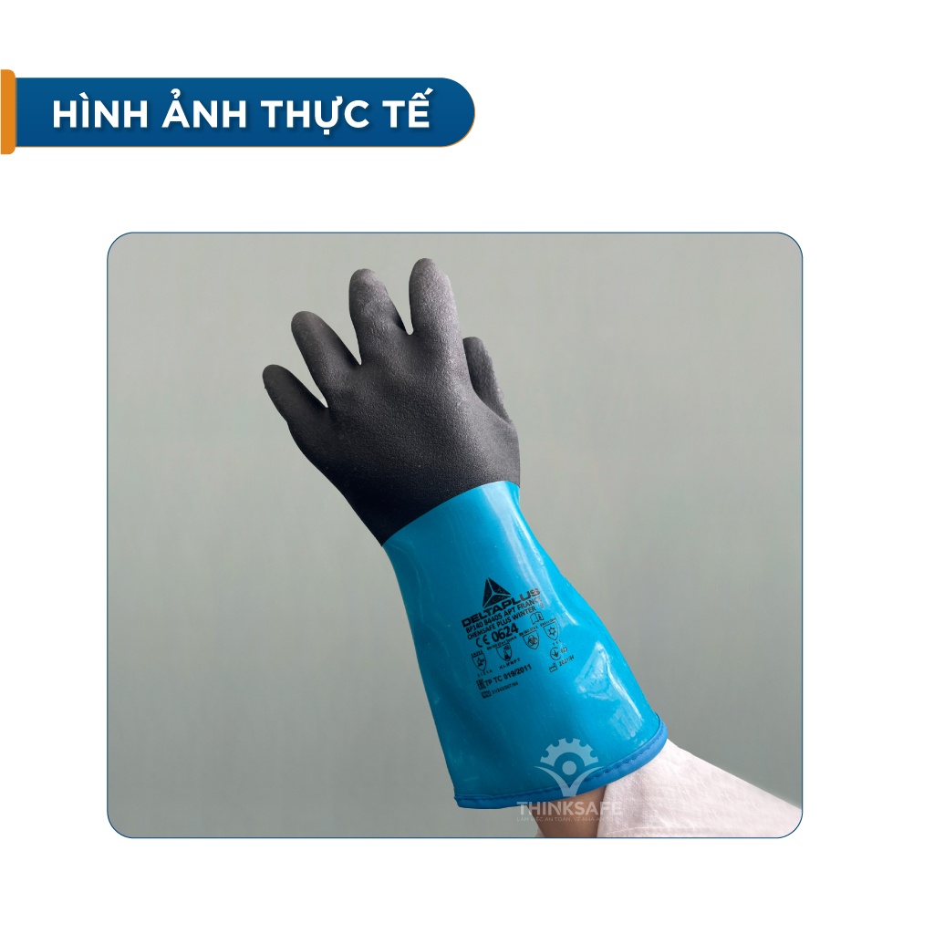 Găng tay chịu lạnh Delta plus VV837 chịu nhiệt -40 ĐỘ cấu tạo phủ Latex Bao tay chịu lạnh Găng cao su - THINKSAFE