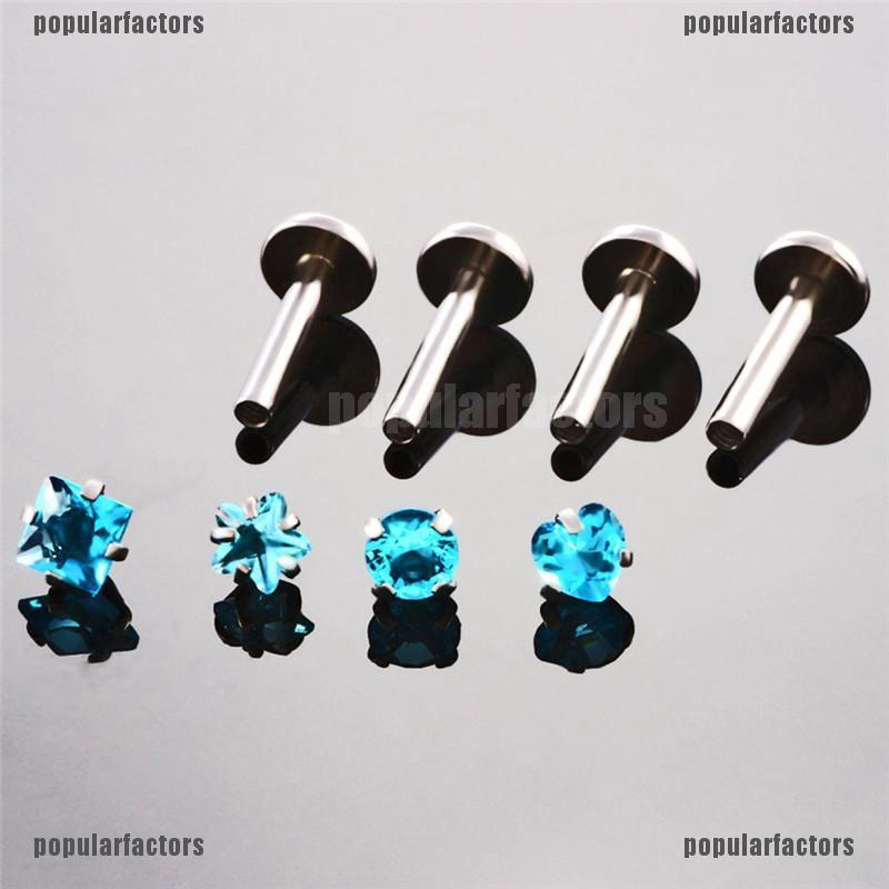 Bộ 4 Khuyên Xỏ Môi Bằng Thép Không Gỉ Đính Đá Thời Trang