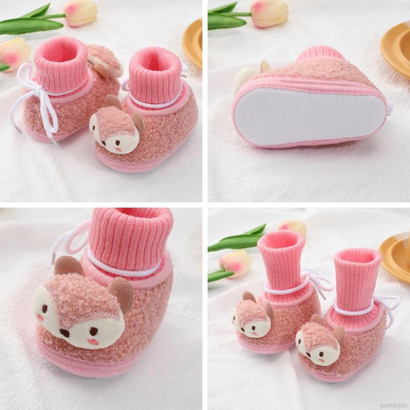 Giày bốt cổ cao họa tiết hoạt hình dễ thương thoáng khí cho bé từ 0-18 tháng tuổi