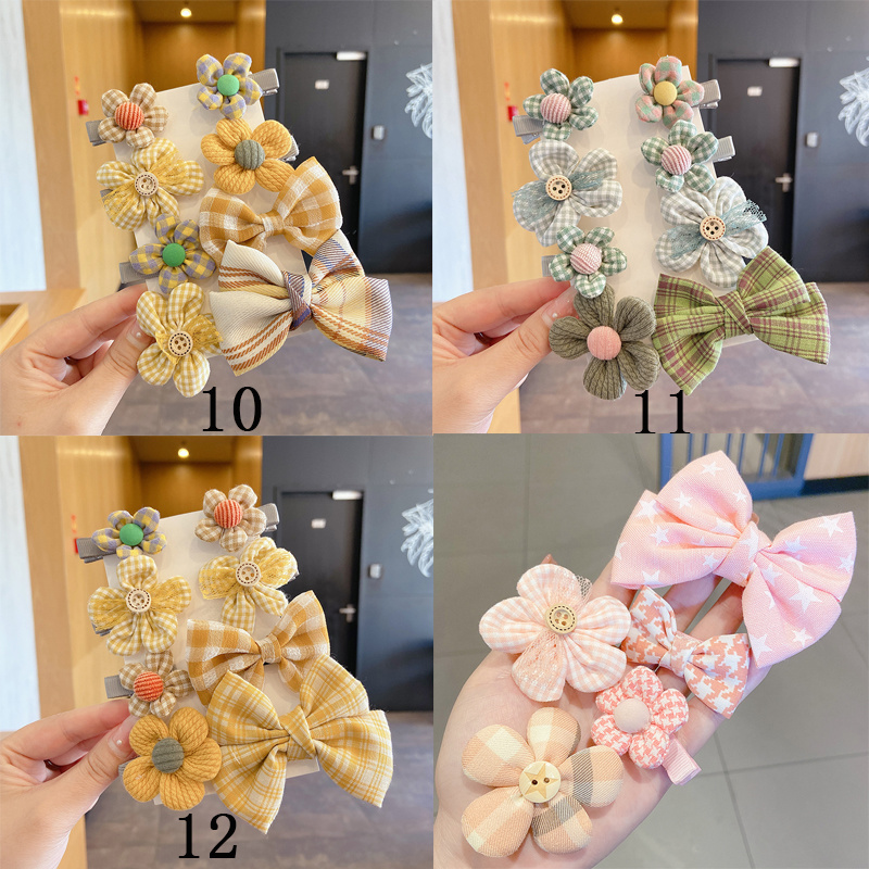 Set 8 kẹp tóc trang trí nơ và hoa đáng yêu dành cho bé gái