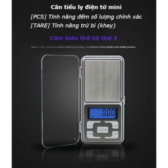 Cân điện tử Cân tiểu li điện tử bỏ túi độ chính xác cao 200g/0.01g 500g/0.01g MH-200 + TẶNG 2 PIN