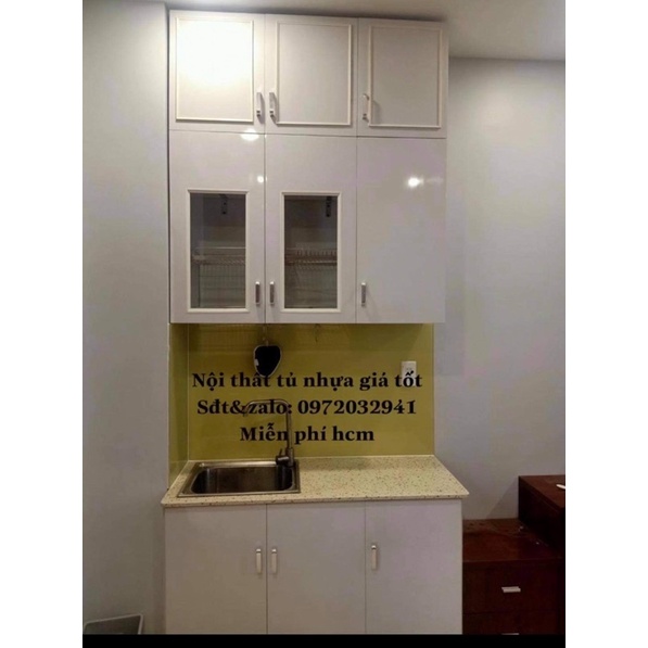 Tủ bếp mini trên dưới nhựa Đài Loan giá tại xưởng