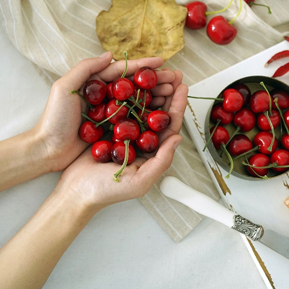 Đồ trang trí quả cherry nhân tạo bằng xốp màu đỏ dùng trang trí nhà bếp/đạo cụ chụp ảnh TAYLOR1