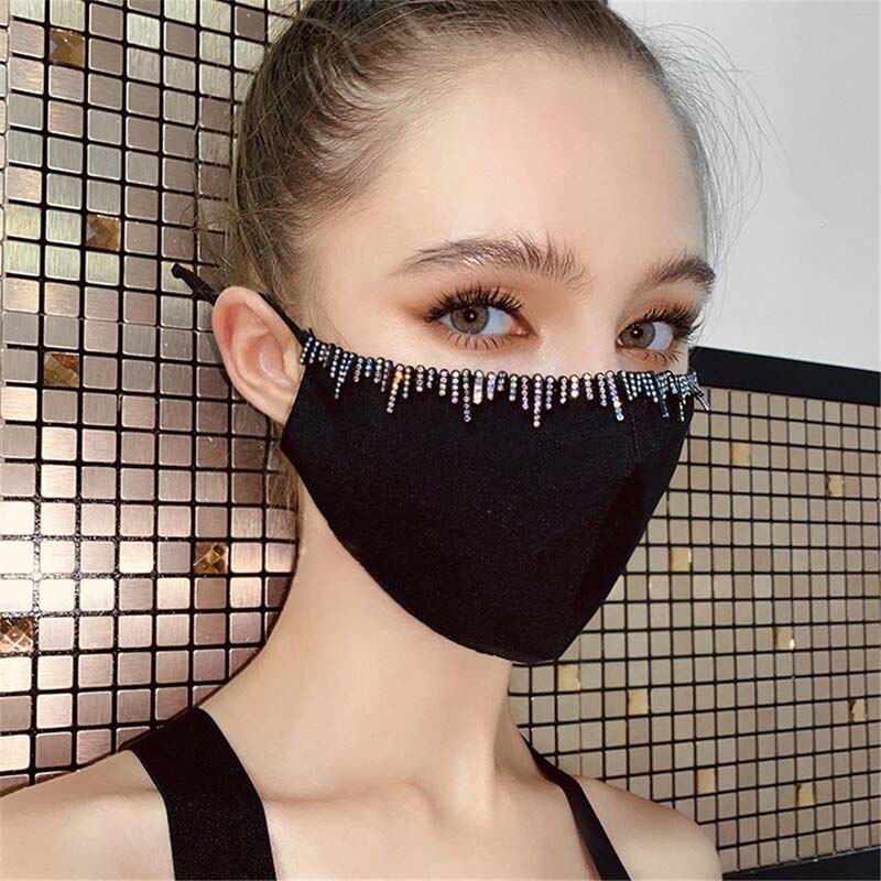 Khẩu Trang AB Đính Đá Lấp Lánh Nhiều Màu Sắc Chống Bụi Bẩn Cho Nữ