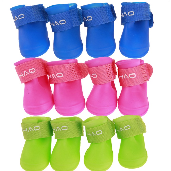 4 Cái Cho Chó Cưng Giày Đi Mưa Cho Chó Giày Chống Nước Chống Trượt Cho Chó York Giày Cao Su Mùa Đông Cho Chó Nhỏ Chihuahua