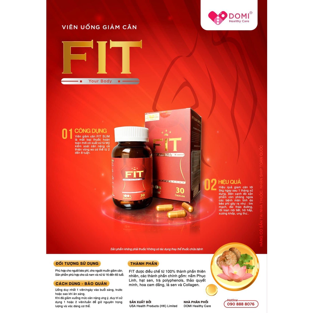 Viên uống giảm cân FIT USA 💝nhập khẩu chính hãng từ Mỹ - giảm cân an toàn, hiệu quả, không gây mệt mỏi💝