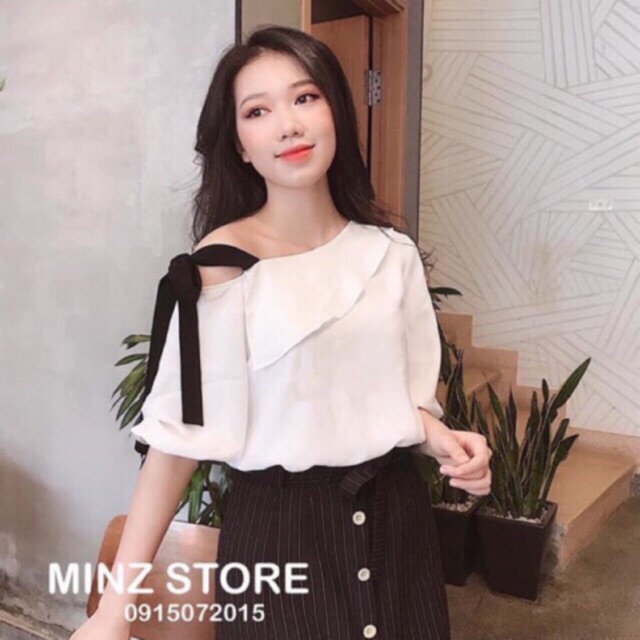 Áo lệch vai nơ buộc (pass)