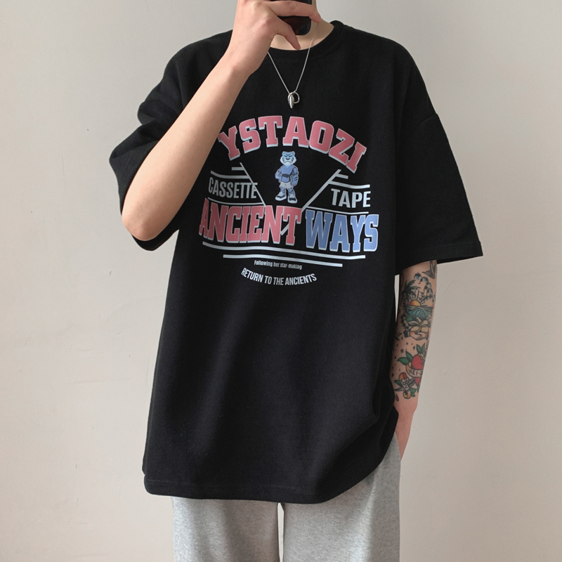 Áo thun tay ngắn cổ tròn chất liệu Cotton in họa tiết thời trang mùa hè cho nam