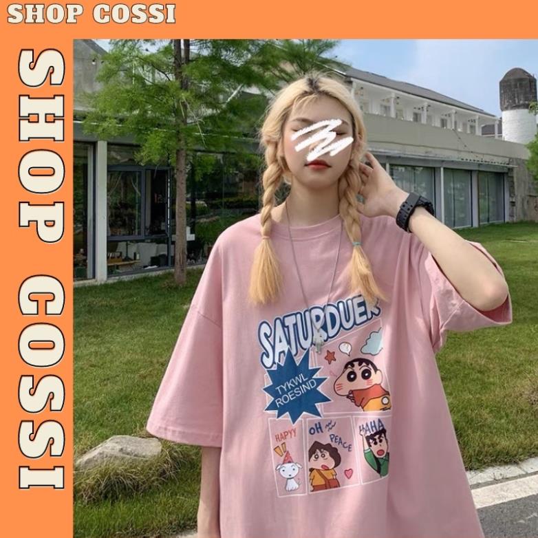 Áo thun unisex tay lỡ form rộng , áo phông nam nữ form rộng chất cotton mát mịn thấm hút mồ hôi in hình shin !