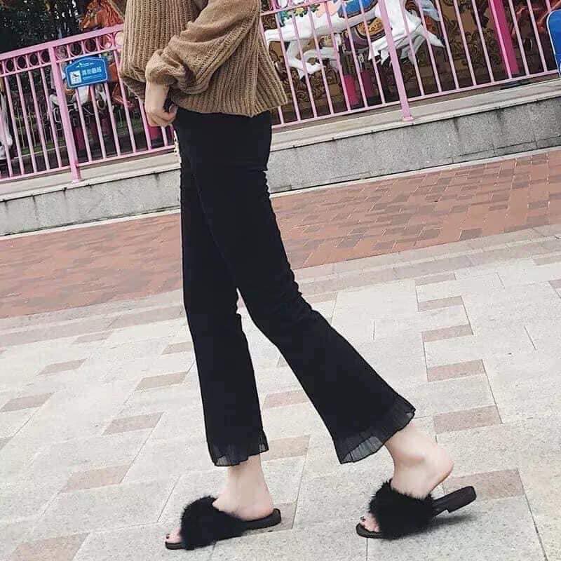 [Mã SKAMA8 giảm 8% đơn từ 300k] Quần legging kaki ống loe phối ren cho mẹ | BigBuy360 - bigbuy360.vn