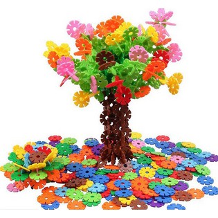 Bộ lắp ráp xếp hình hoa tuyết sáng tạo - bộ đồ chơi lắp ghép thẻ nhựa tròn cho bé
